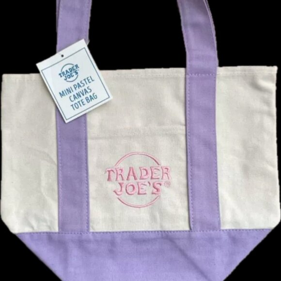 Limited time- Trader Joe’s Mini Pastel Lavender Canvas Tote Bag - Picture 1 of 1